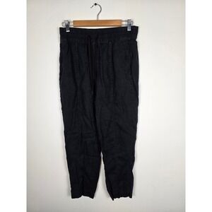 Athleta Retreat‎ Linen Black Drawstring Waist Pants Women's XS Cropped Casual